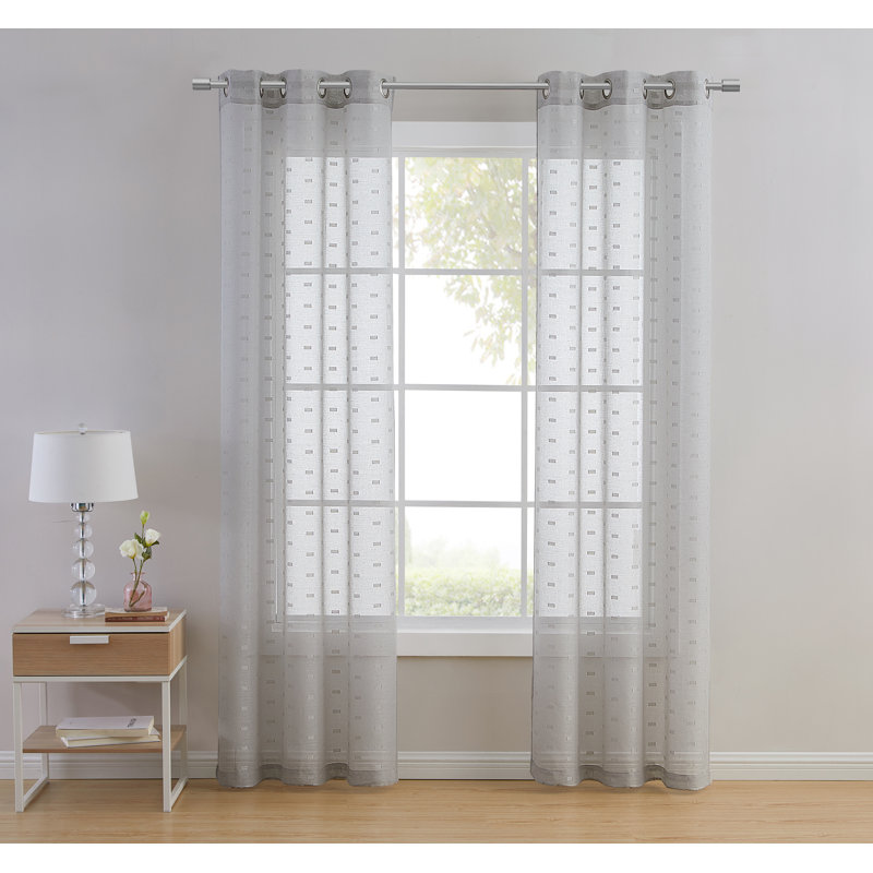 Gracieuse Semi Sheer Curtain Pair, Silver