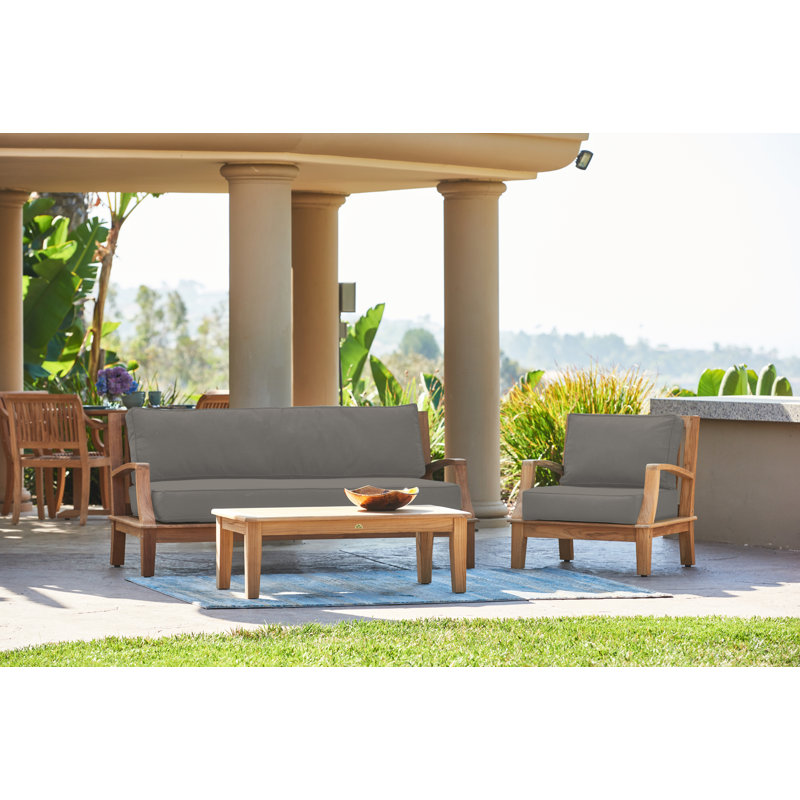 Grande Patio Chair with Sunbrella Cushions, Charcoal Grey Sunbrella®, Natural Sanded