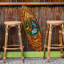 Art mural de planche de surf Tiki Bar par G. Debrekht - décor côtier fabriqué à la main pour Tiki Lounge & Beach House-1541201246