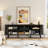 59" Modern TV Stand For 65 Inch TV With Sliding Tambour Doors, Media Console With Storage Cabinet, Charging Station, Adjustable Shelves, Cable Management – Modern Entertainment Center With Gold Handles & Wood Legs-864049211