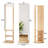 360° Rotating Full Length Mirror With Hook Storage, Solid Wood Floor Mirror For Bedroom And Living Room, Space-Saving Design-563189313