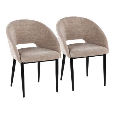 Chair In Black Metal And Light Brown Fabric