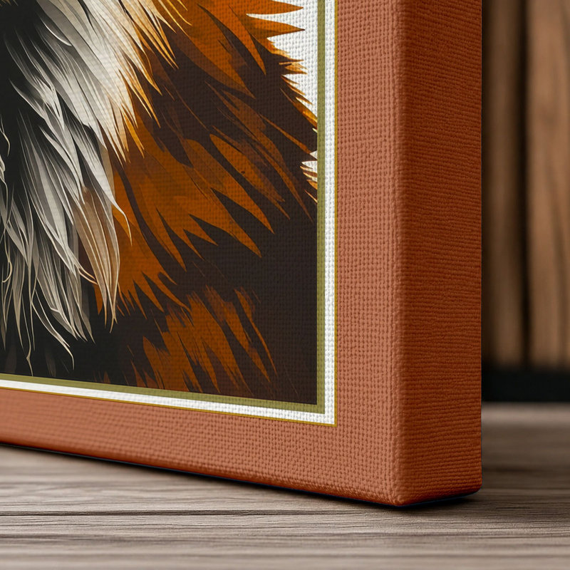 Fox Study Boho - Wrapped Canvas, 18x12 - 45.7 x 30.5 cm, Terracotta Border
