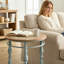 Table basse ronde en bois sculpté de 20,08 pouces avec plateau en bois et pieds en métal