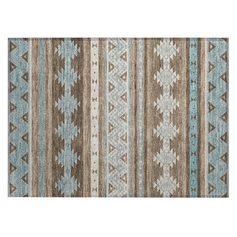 Machine Washable Indoor/Outdoor Chantille ACN2561 Global Rug, 1'8" x 2'6", Chocolate
