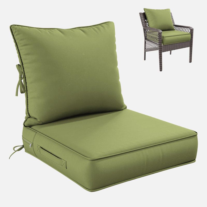 Outdoor Deep Seating Cushion Set Indoor And Outdoor Seat / Back Cushion, Available In 4 Sizes, 22" H x 24" W, Light Green