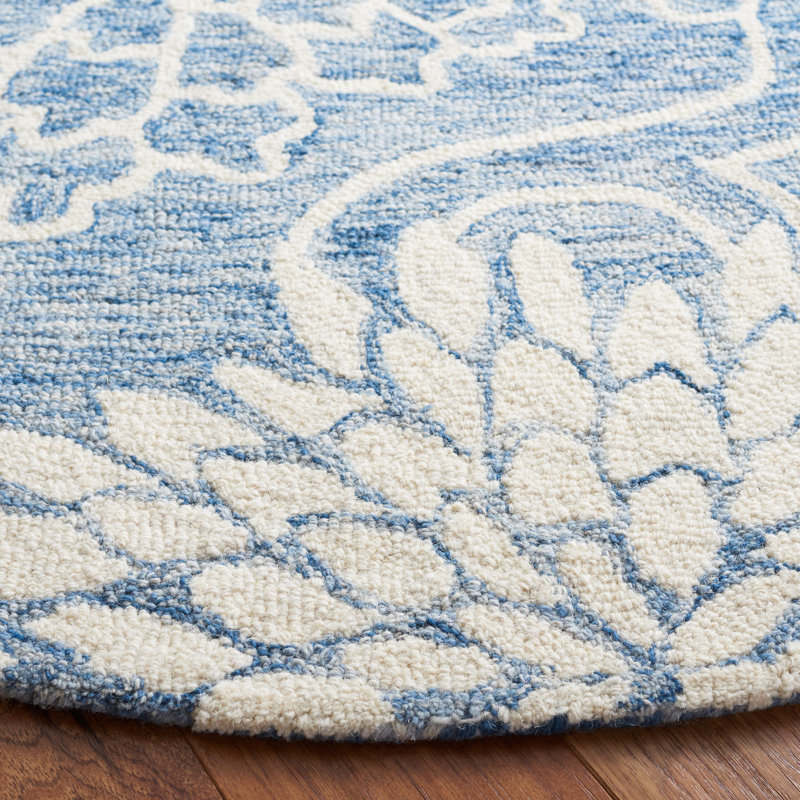 Tapis Jardin / bleu / ivoire Jardin 602, Rond 6 pi