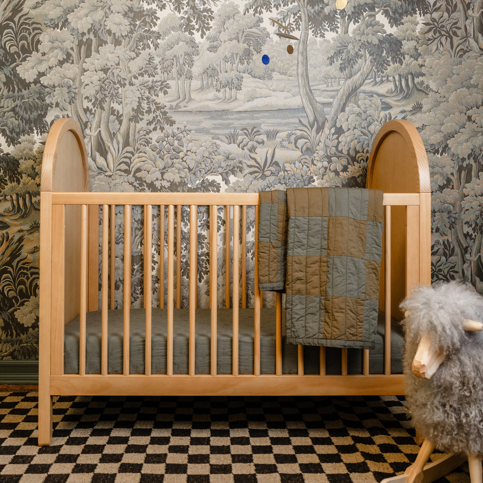 Bondi Cane 3-in-1 Convertible Crib with Toddler Bed Conversion Kit, Honey with Natural Cane