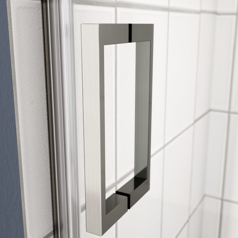 Bathtub Sliding Door With Glass Insert - Smooth & Leak Design Bathroom Tub Shower Panel Stainless Steel Easy Clean, Chrome