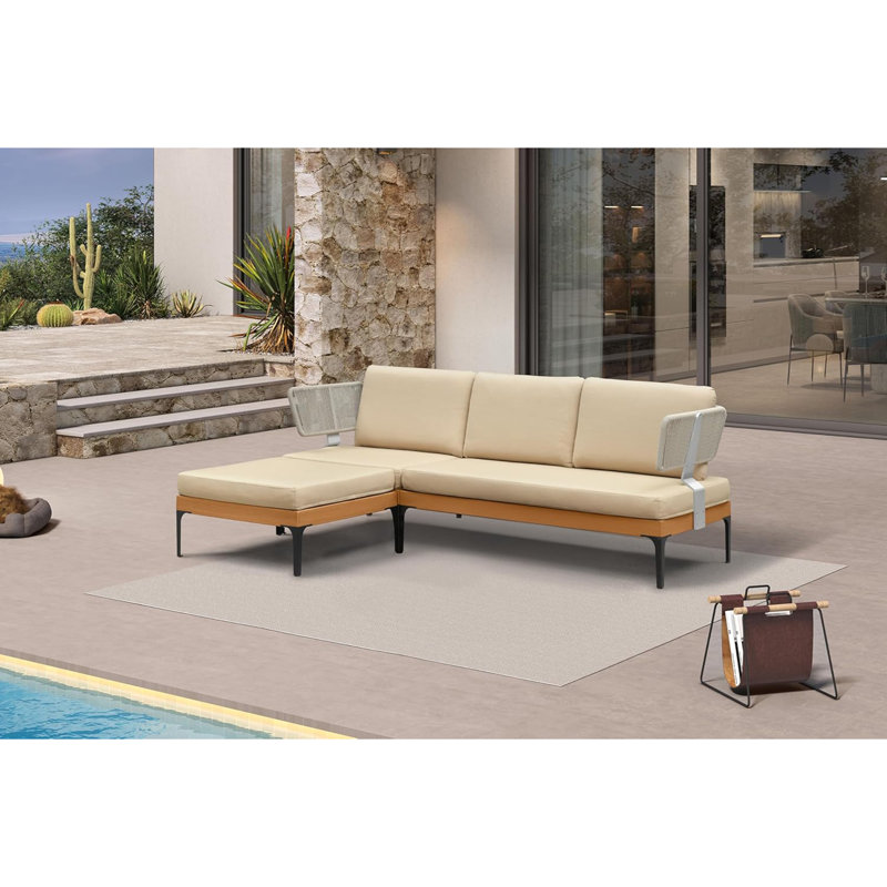 Canapé modulaire d'extérieur pour terrasse avec coussins résistants à la décoloration en osier 4 pièces PURPLE LEAF, Taupe