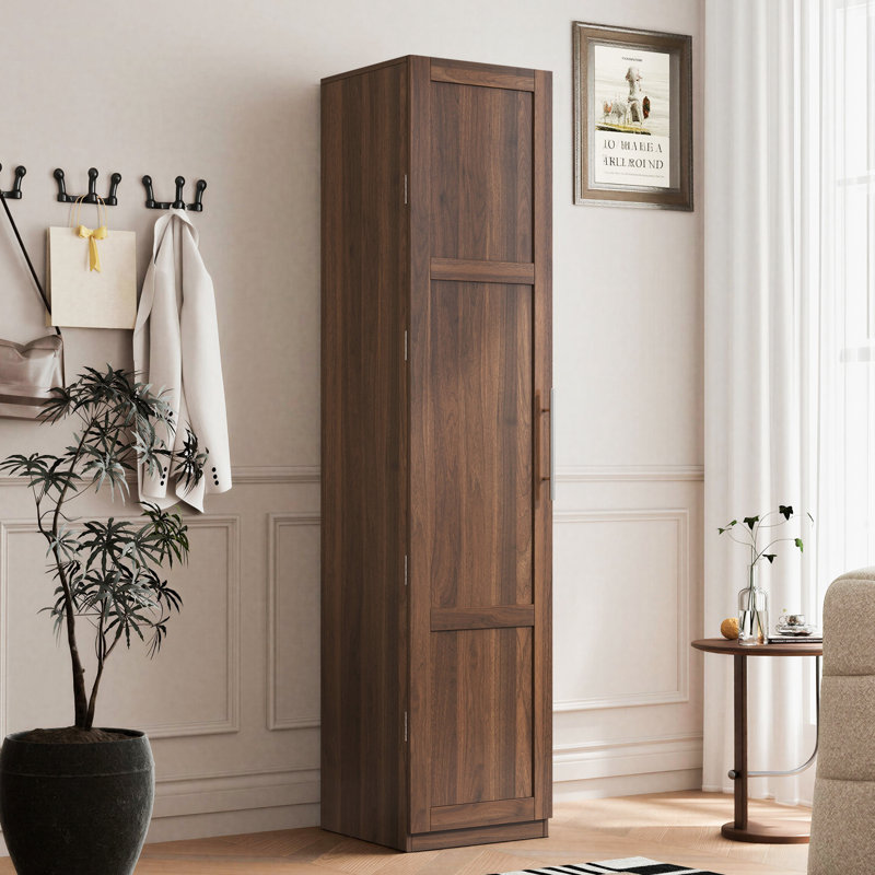 Walnut Freestanding Pantry Cabinet with Adjustable Shelves