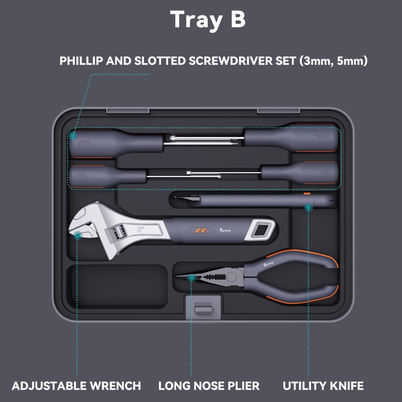 Home Repair Tool Kit With Carrying Case For Household Maintenance