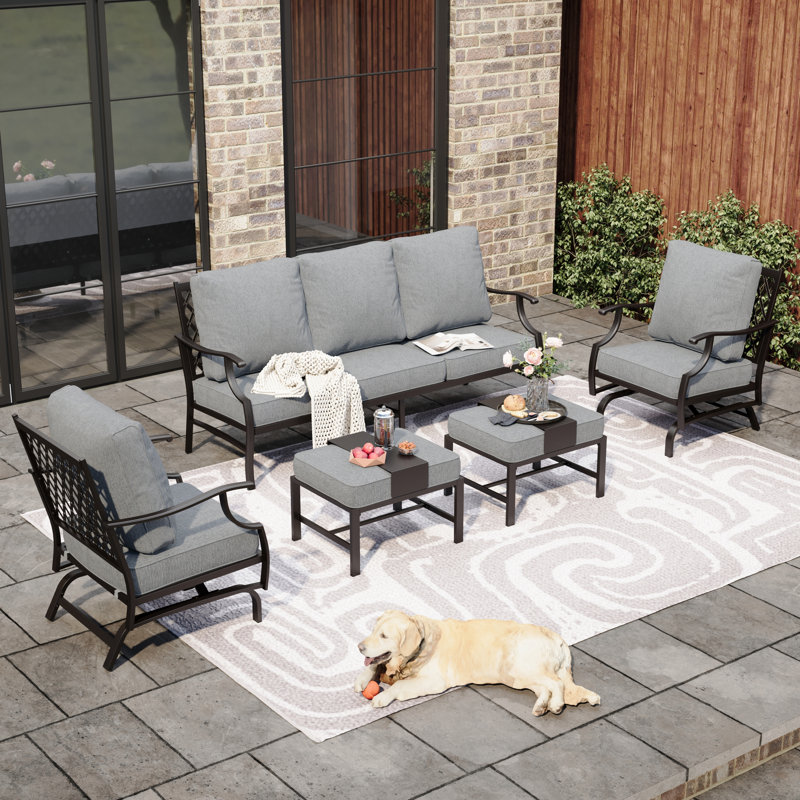 Asfand Patio Conversation Set, Gray, No