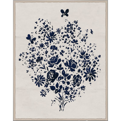 Navy Floral Bouquet Print