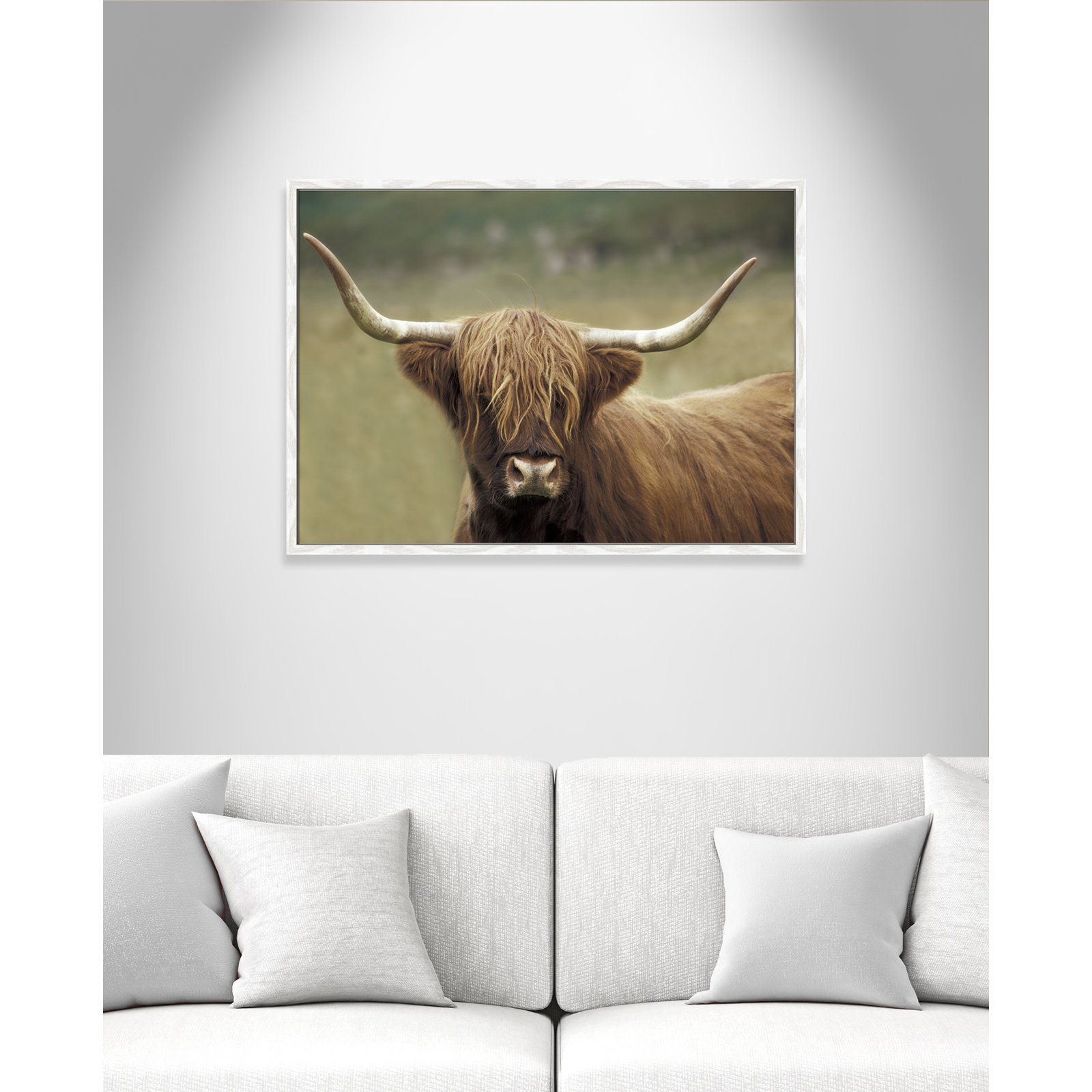Frederic "Highland Afternoon" Print, White Wood Grain Framed, 25.5" H x 35.5" W x 0.75" D