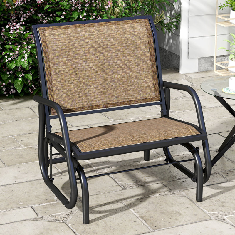 Fauteuil coulissant et respirant en maille de balcon avec support en métal et fabrication en porche tenace brun, parfait pour le jardin, la piscine, la cour