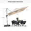Parasol carré en porte-à-faux 9 pi beige avec base et rotation à 360 degrés-67120606