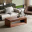 Table basse à plateau relevable avec design flottant et rangement caché en noyer-484977207