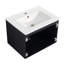 Meuble-lavabo flottant 24 po. Évier en céramique. Porte d'armoire à fermeture en douceur. Noir moderne. Fixation murale 24 po. Contreplaqué noir.-1949952860
