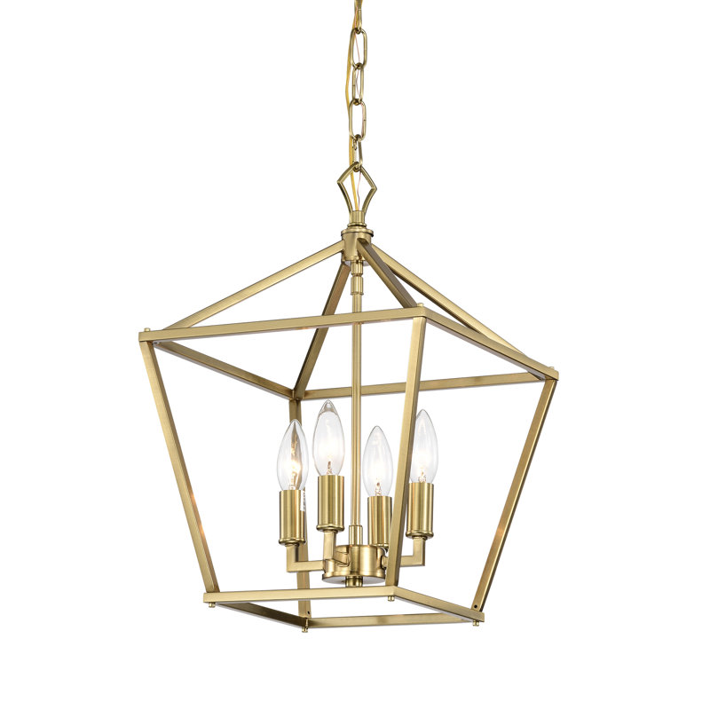 Luminaire suspendu géométrique à 4 lumières Aspen, Or, H 57,5 po x l 12 po x P 12 po