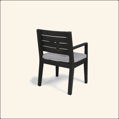 Outdoor Dining Chair Set Of 2, Dark Grey With Light Grey Cushion
