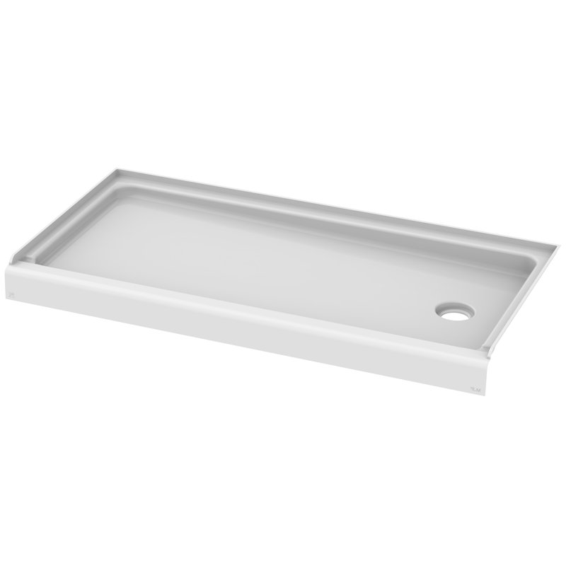 Acrylic Shower Base, 60" X 30" X 3.5" Rectangular Shower Base In White, Single, Right
