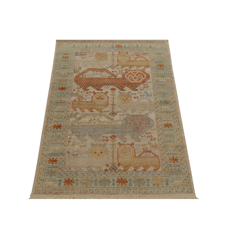 Rug & Kilim’S Tribal Runner In Beige-Brown, Blue And Red Pictorials, Runner 2'6" x 10'