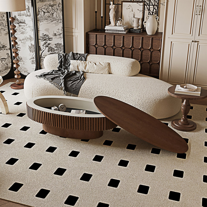Oval Coffee Table With Storage, Walnut