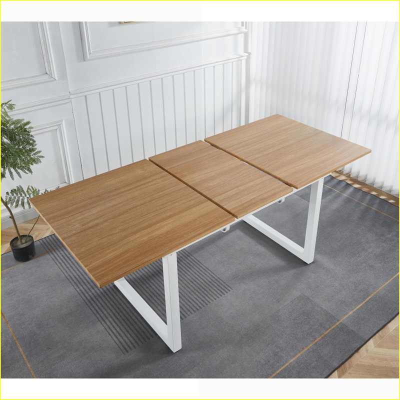 Table basse moderne à économie d'espace avec plateau en panneau de fibres à densité moyenne et pieds en métal - Longueur facile à nettoyer et réglable