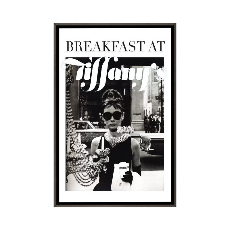 Impression de Tiffany classique Audrey Hepburn par radio days, Toile encadrée de bois rustique foncé, Pas de tapis