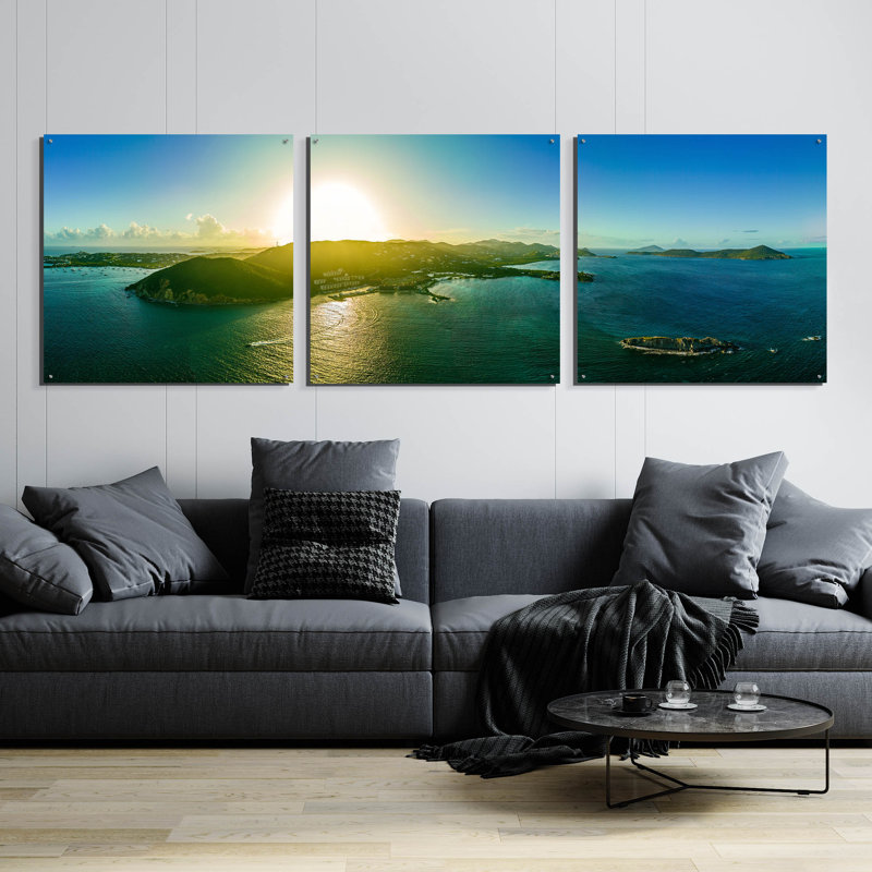 «St Thomas USVI Sunset» par Epic Art, art mural en verre acrylique Epic Art, H 36 po x l 108 po