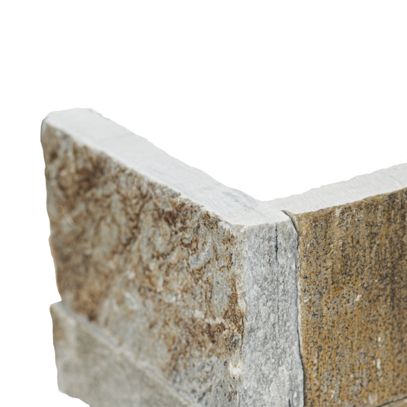 Stonecrest 9 in. x 18 in. Split Face Natural Stone Ledger Corner Wall Tile, Amber Cream