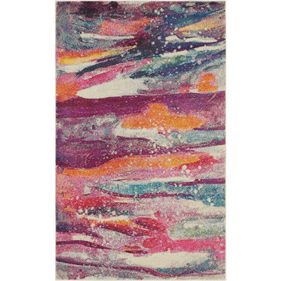 Tapis décoratif rose/bleu/vert Livengood