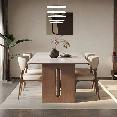 Rock plate solid wood dining table and chair set