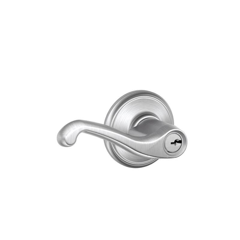 Flair Lever Keyed Entry Lock, Satin Chrome