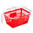 Shopping Baskets, 21L Stackable PE Plastic Grocery Baskets with Handles, Dense Mesh Structure, Holds up to 20 lbs, Portable for Grocery, Retail, Stores, Supermarket, Home Use, Red