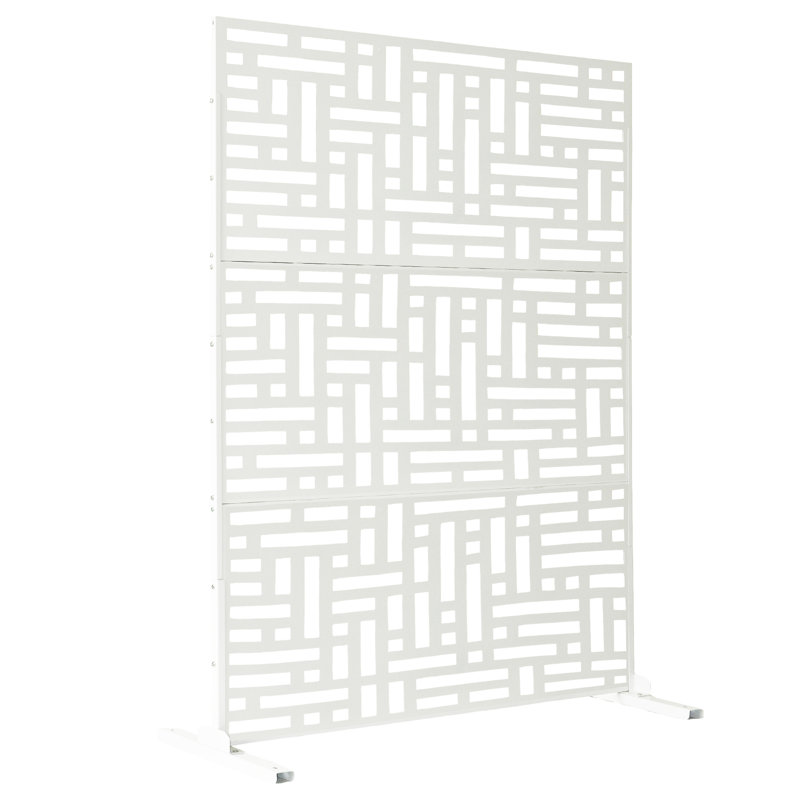 Paravent autoportant en métal 6 pi x 4 pi, Forme de brique, Blanc