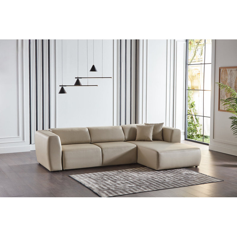 Fima Convertible Sectional Raf Oscar White, White Fabric