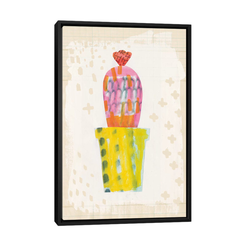 «Collage Cactus V.A, impression sur toile tendue, H 26 po x l 18 po x P 1,5 po, Toile avec cadre noir, Pas de tapis