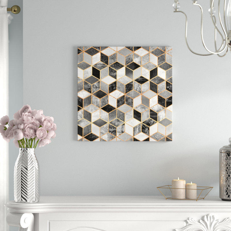 «Black and White Cubes», impression sur toile tendue, H 26 po x l 26 po x P 1,5 po, Toile