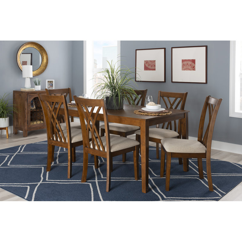 Telscombe 6 - Person Dining Set, Beige/Brown, Brown