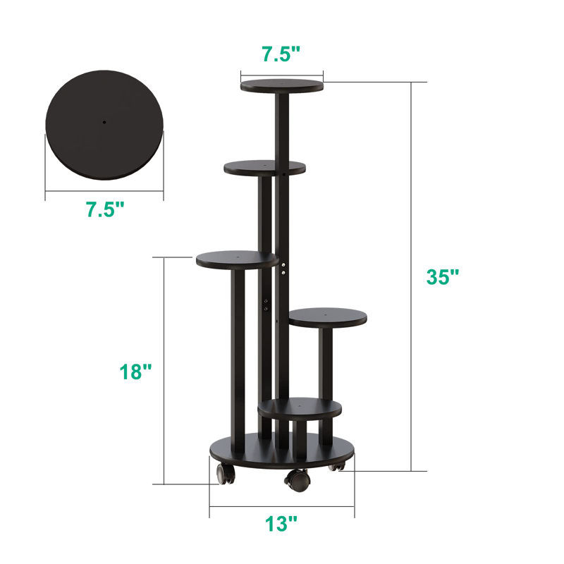 Support pour plante rond à plusieurs niveaux Cirota, Noir
