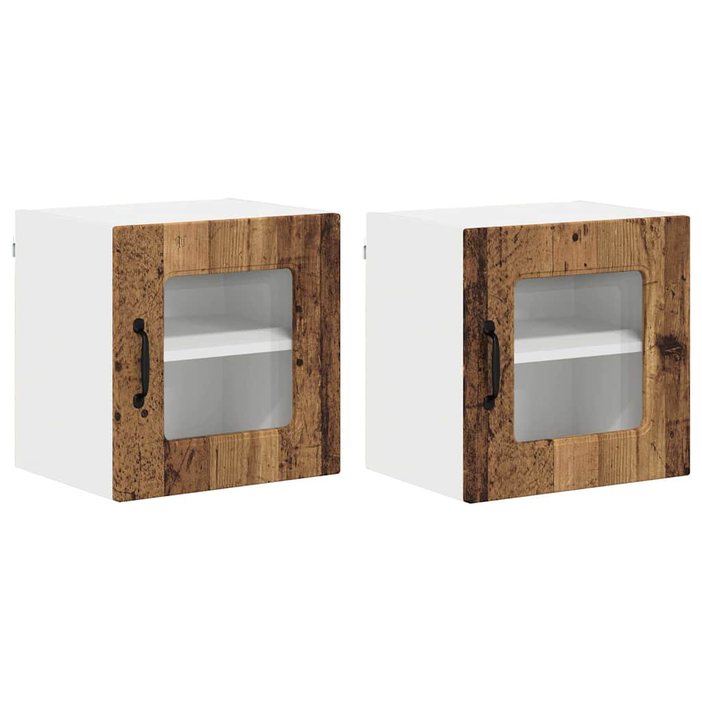 VIDAXL - Wall Mounted Kitchen Cabinet - Old Wood - Brown - Set of 2 - Image 2