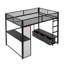 Lit mezzanine double en métal pleine grandeur avec bureau à DEL-1590236497