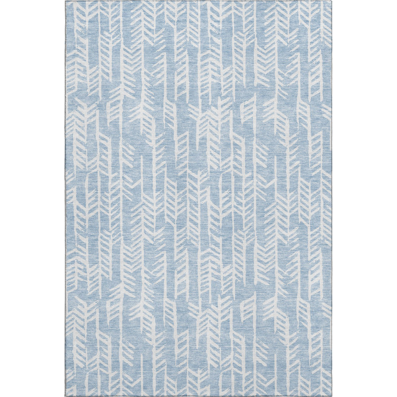 Premium Machine Washable Prisco Sky Rug, Rectangle 10' x 14'