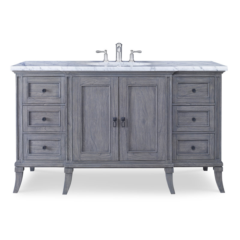 Danbury 60'' Gray Mahogany Single Bathroom Vanity with Marble Top