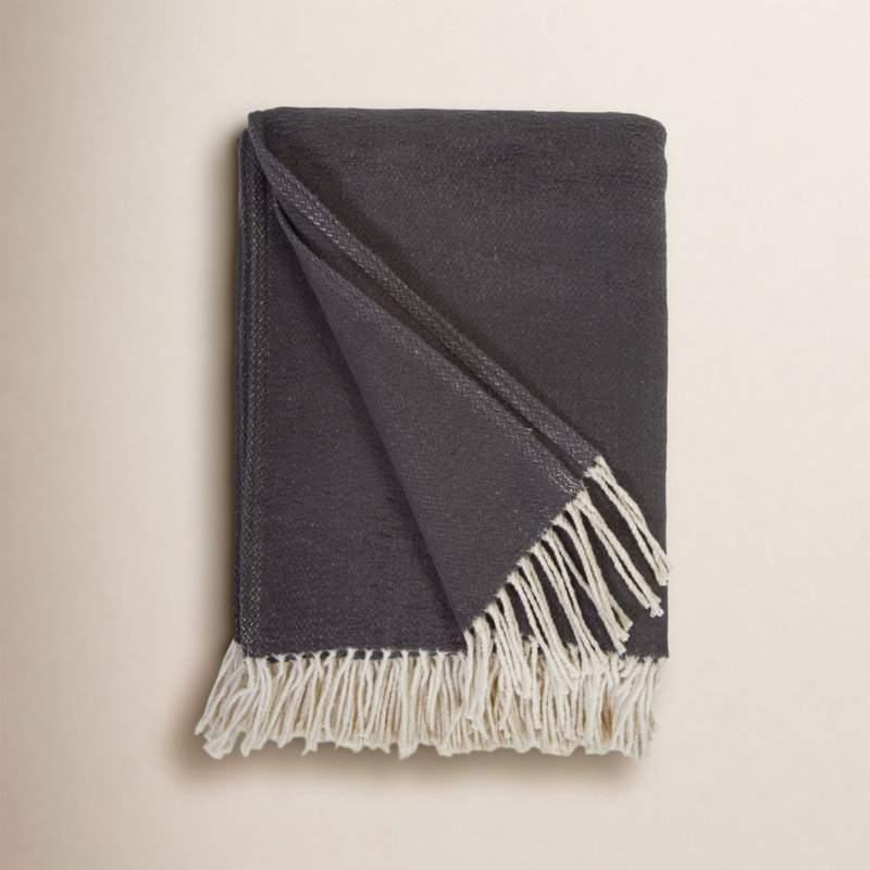 Billie Hand Woven Throw Blanket, Charcoal 