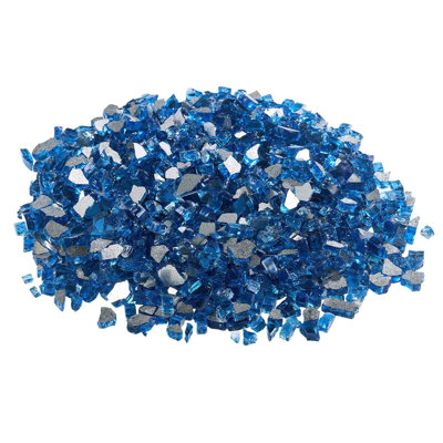 Verre de feu, roches de foyer résistantes aux hautes températures de 10 lb / 4,5 kg, roches de verre de foyer réfléchissant et sans fumée de 1/2 pouce / 12,7 mm, aménagement paysager en pierre à haute brillance pour table de foyer, bleu pacifique