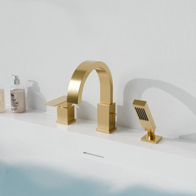 Nite Series Single-Handle Deck-Mount Roman Tub Faucet With Handheld Sprayer In Polished Chrome