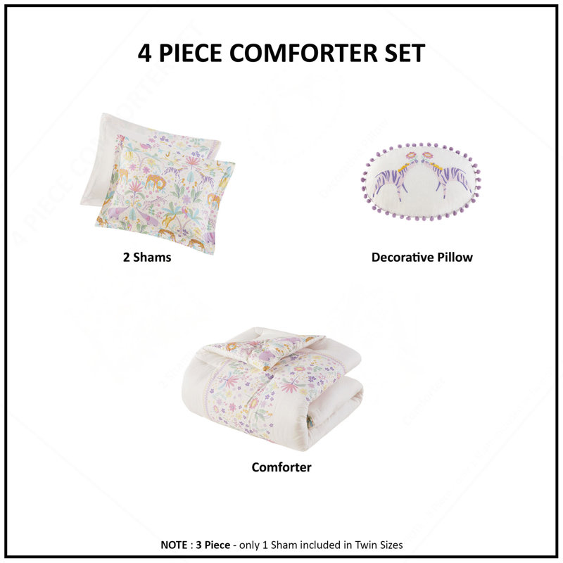 Ensemble d'édredon réversible en coton 3 pièces avec coussin décoratif